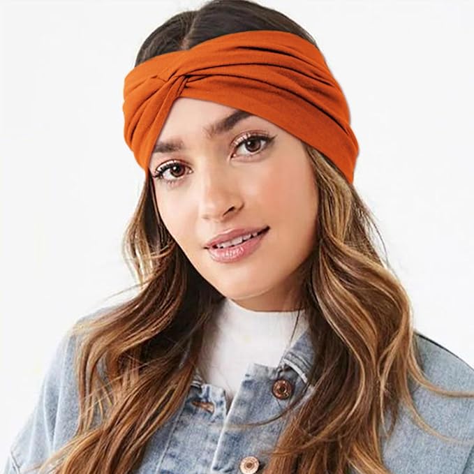 DRESHOW 4 Pack Turban Headbands for Women Wide Vintage Head Wraps Knotted Cute Hair Band Accessories