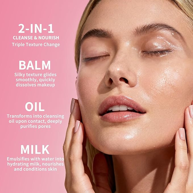 dewyhour Rose Serum Collagen Cleansing Balm - Gentle Melting Makeup Remover & Pore Cleanser, Hydrating Facial Cleanser for All Skin Types | Vegan Korean Skincare 2.46oz