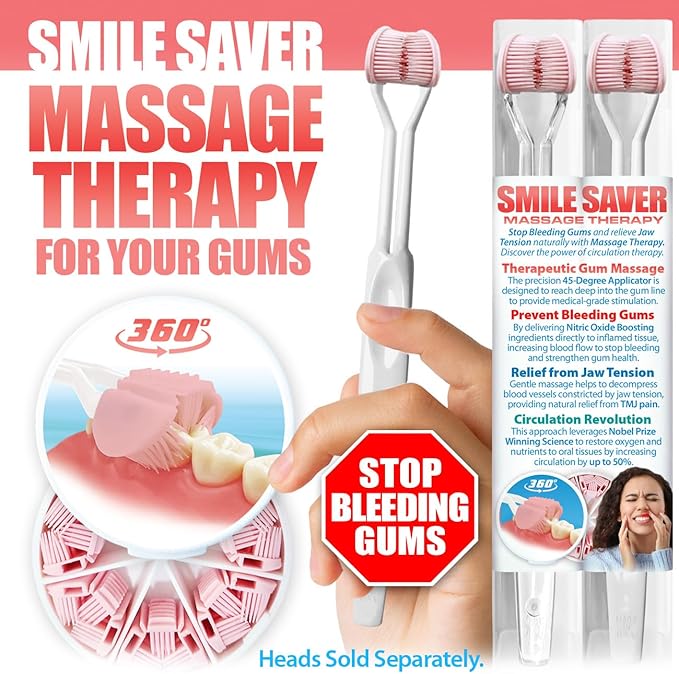 SMILE SAVER 360° Therapeutic Gum Massage for Bleeding Gums & Sensitivity – Circulation Therapy for TMJ & Bruxism Tension – Professional Ultra-Soft Oral Massage Applicator for Sensory Care & Recovery
