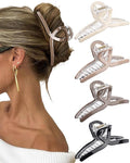 Molans 5“ Large Hair Claw Clips 4PCS for Women - Acrylic Hair Accessories for Thick Hair and Long Hair, Big Strong Durable Hair Applique, Oversized Non-slip Rectangle Butterfly Jaw Hair Clips