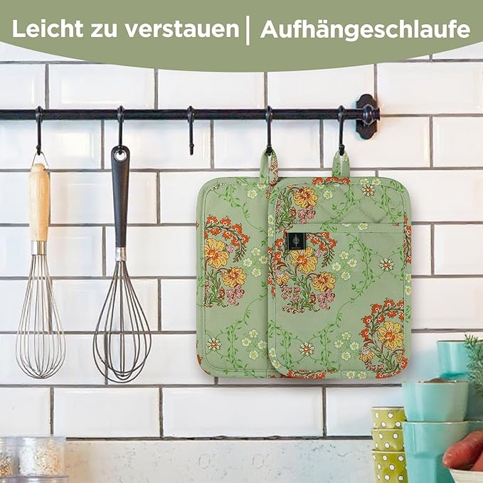 Pot Holders for Kitchen Heat Resistant Hot Pads for Countertops Oven Pot Holders Cotton Potholders for Kitchen Cooking Baking - 2PCS