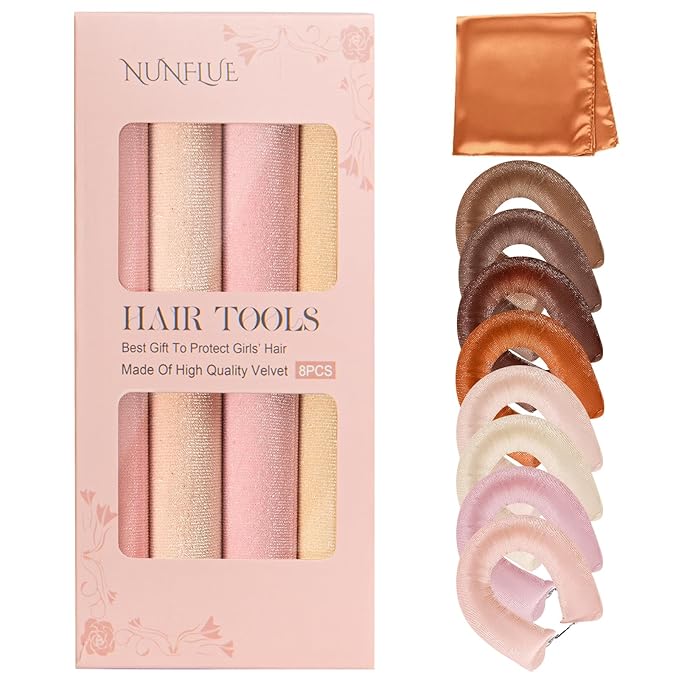 Heatless Curls Overnight Set - Jumbo Soft Hair Curlers to Sleep In, No Damage Velvet Curling Rods with Silk Scarf, Overnight Non-Heating Sleep Styling Tools for All Hair Types
