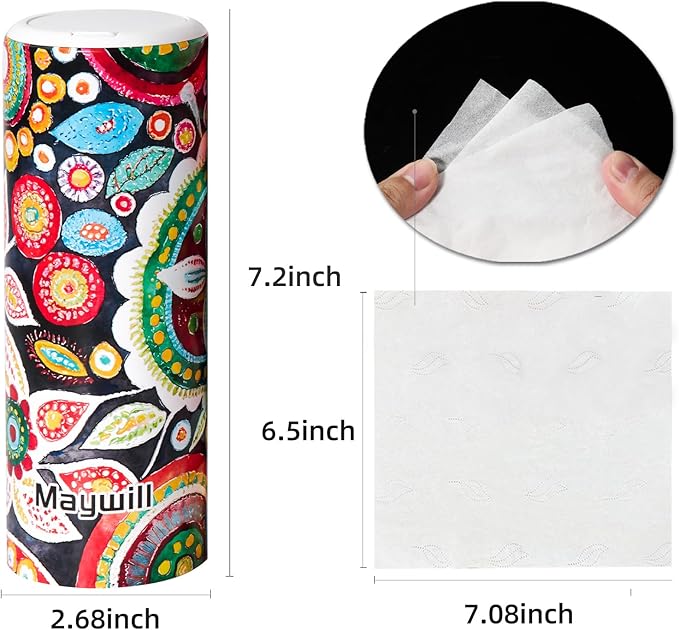 Car Tissues Holder with Facial Tissue, Travel Tissues Cylinder,Cup Holder Tissue Box for Car(3-ply,4 Pack, 200 Sheets)
