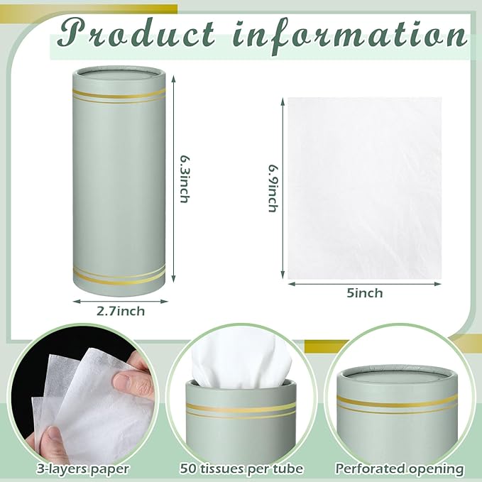 12 Pack Car Tissue Cylinder Holder Bulk with 3 Ply Facial Tissues, Round Napkin Holders for Cup Holder Cylinder Travel Paper Tubes Bulk Round Napkin Boxes Packs(Multicolor)