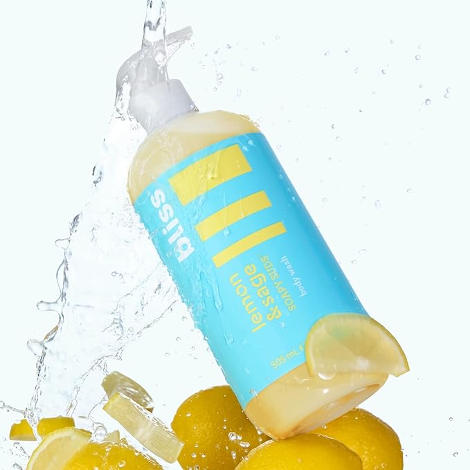 Bliss Soapy Suds Body Wash - Lemon and Sage - 17 Fl Oz - Gentle and Hydrating for Supremely Soft Skin - Paraben Free - Vegan & Cruelty Free (Pack of 2)