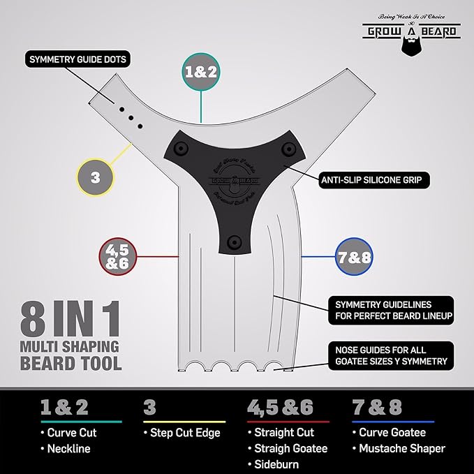 Beard Shaper & Barber Pencil, Beard Lineup Tool, Great Beard Guide Shaping Tool for Men, Beard Lineup Guide Template Thats Perfect for Styling and Edging, With Beard Comb