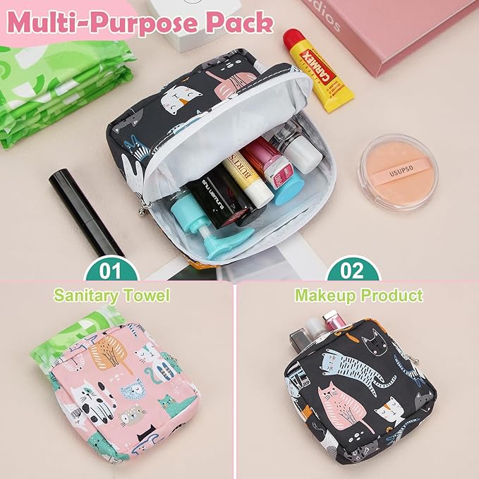 Desing Wish Sanitary Pad Storage Bag Portable Period Bag for Teen Pads/Sanitary Napkins/Small Tampons, Sanitary Napkin Storage Bag First Period Gifts for Teen Girls (Small Orchid)