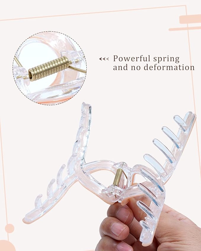 Molans 5Inch Large Hair Claw Clips 4 PCS for Women - Acrylic Hair Accessories for Thick Hair and Long Hair, Big Strong Durable Hair Applique, Oversized Non-slip Rectangle Butterfly Jaw Hair Clips