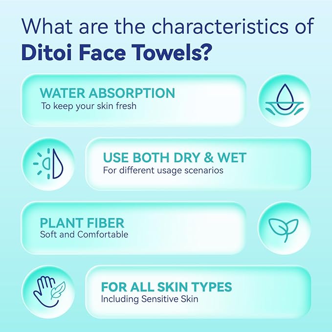 Ditoi Disposable Face Towels XL, Soft Cotton Facial Cleansing Cloths, Dry Face Towelettes for Makeup Removal, Sensitive Skin & Daily Skin Care,10"×12",150 Count (3 Pack)