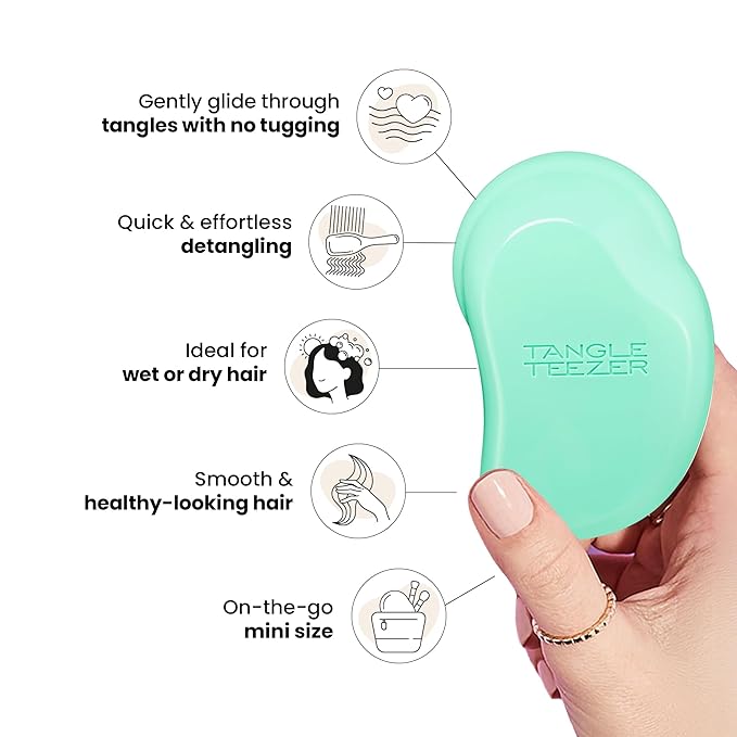 Tangle Teezer Original Detangler Brush, Dry & Wet Travel Size Mini Hair Brush, for Kids & All Hair Types, Paradise Green