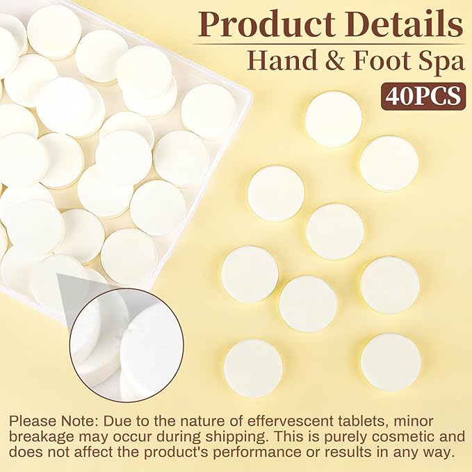 Manicure Spa Tablets 8oz - Milk & Honey Soak Balls, Moisturizing Tablets, Cuticle Softener for Foot and Hand Soak Pedicure Spa Supplies Manicure Tools Nail Salon & Tavel Esenntial（40count）