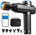 RENPHO Power+ Thermacool Massage Gun with Heat and Cold, 12mm Amplitude Deep Tissue Percussion Massager for Professional Athletes, App Controlled Guided Courses, 6 Speeds, 6 Attachments, Carry Case