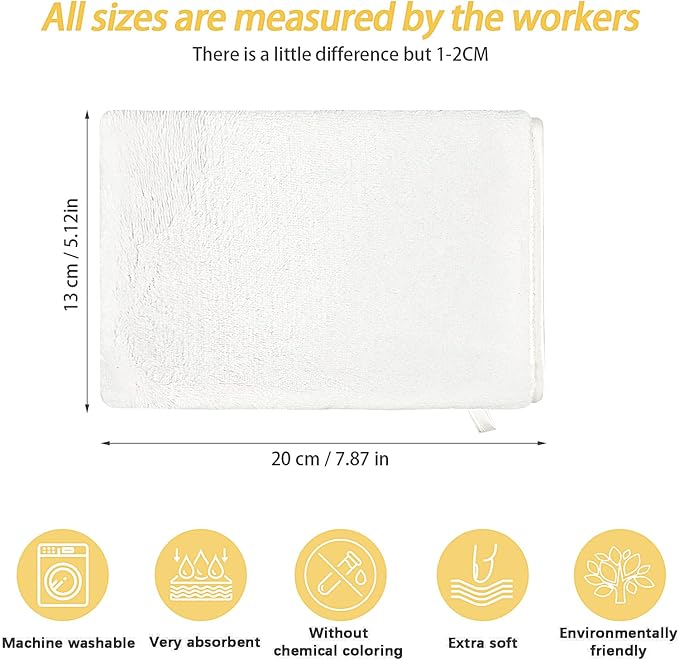 PHOGARY 6 Pack Microfiber Face Washcloths Facial Wash Mitts, 7.8"x5.1" Soft Flannel Towel for Washing Face, Reusable Makeup Remover Absorbent Easy-Dry Puffy Washcloths with Hanging Loop, White