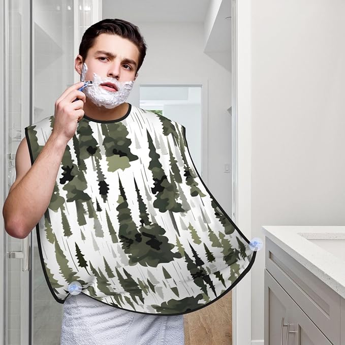 Yellow Flowers Butterflies Print Beard Bib Shaving Apron, Beard Hair Trimming Cape Gift For Dad