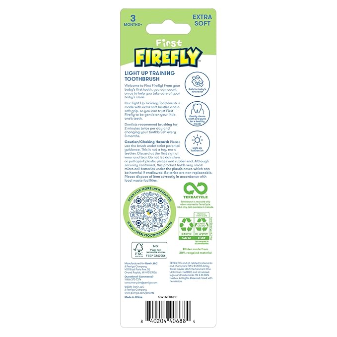 First Firefly Peppa Pig Light Up Timer Toothbrush with Extra Soft Bristles, 1 Count