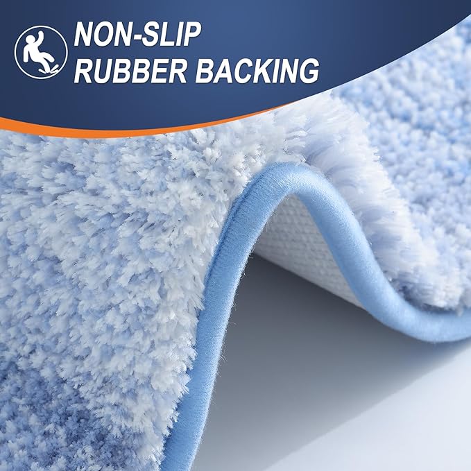 OLANLY Bathroom Rug Set 2 Piece, Soft Absorbent Microfiber Bath Rug Set, Non-Slip, Machine Wash Dry, Plush Shaggy Bath Mats for Bathroom (30"x20"+24"x16", Light Blue)