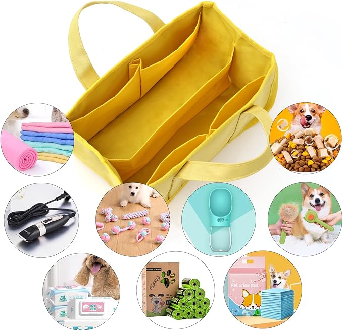 GUANJUNX Pet Grooming Tote Bag, Organizer with 6 Large Pockets for Tools and Dog Foods, Travel Outdoor Dog Grooming Bag (Black)