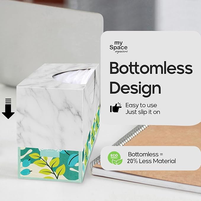 Tissue Box Cover Rectangle - Tissue Box Holder Rectangular - Compatible with Puffs - Acrylic Marble Bathroom Accessories Decor