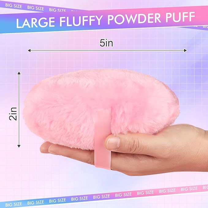 WSYUB Powder Puff, 5.12 Inch Powder Puff for Body Powder, Large Loose Soft Velour Body Powder Puff and Container