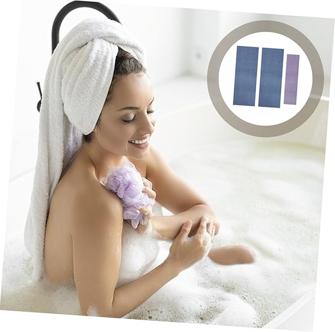 3pcs Long-Strap Back Rub Towel Exfoliating Mitt for Shower for Body Wash Massage Spa