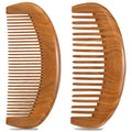 2 Pack Wooden Comb, Beard Comb for Men, Hair Combs for Women - Green Sandalwood