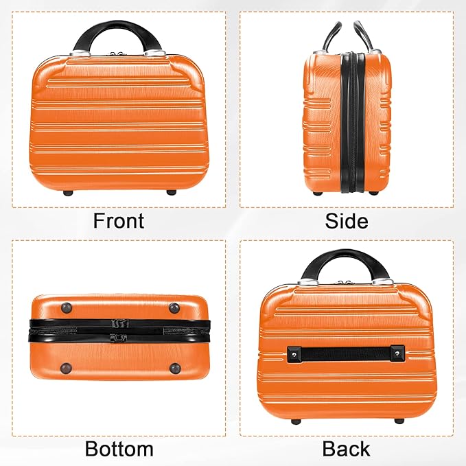 14inch Makeup Train Case PC ABS Cosmetic Case Hardshell Makeup Bag Organizer Toiletry Gifts for Her Travel Outside Activity (orange)