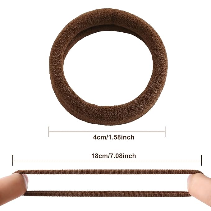 Bessrung 100 Pcs Thick Seamless Hair Ties, Ponytail Holders Hair Accessories for Women Girls No Damage for Thick Hair(Dark Brown Colors)