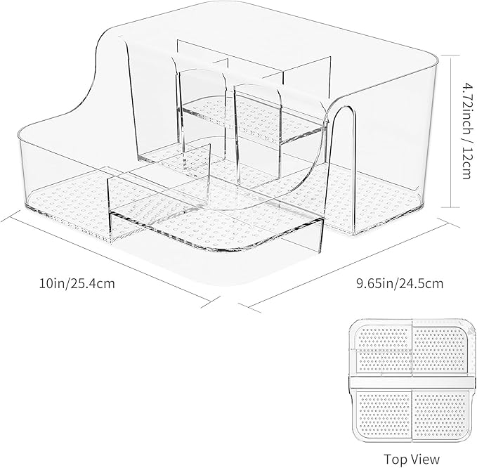 Clear Makeup Organizer Countertop – 6 Compartments Cosmetic, Jewelry, Skincare & Perfume Organizer, Vanity and Bathroom Counter Organizer, Multi-Use Makeup Brush Holder