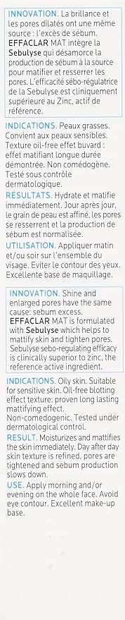 La Roche-Posay Effaclar Mat Oil-Free Mattifying Moisturizer,(Pack of 2)