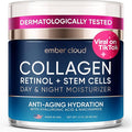 Collagen Face Cream with Stem Cells Retinol Hyaluronic Acid Niacinamide for All Skin Types - Anti-Aging Face Moisturizer with Airless Pump - Day & Night Cream for Wrinkles - Made in USA 1.7 Oz