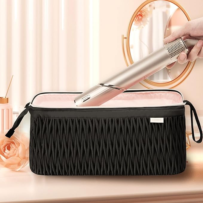 Leudes Dyson Airwrap Travel Case for Shark Hair Dryer Airstraight Flex Style Hair Attachment Tool Organizer Accessories Air Wrap Flat Curling Iron Carrying Case (Black)
