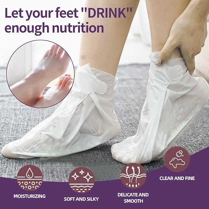 6 Pack Moisturizing Foot Mask,Hydrating Foot Masks for Dry Cracked Feet,Moisturizing Socks Dry Skin Moisturizer for Soft and Smooth Touch Feet,Foot Care Spa Gifts for Women Men Easter Basket Stuffers