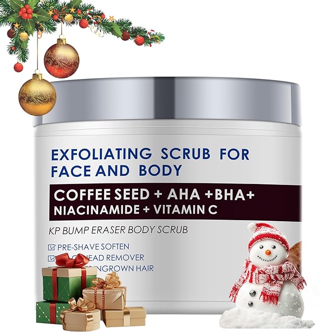 KP Bump Eraser Body Scrub with 10% AHA BHA Ingrown Hair Keratosis Pilaris Razor Bump Treatment Exfoliating Body Scrub Exfoliant Face Scrubs for Strawberry Leg Pre-shaven Blackhead 4.23OZ
