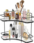 FOLLOWIN 2 Tier Bathroom Countertop Corner Organizer,Countertop Perfume Tray,Vanity Counter Shelf,Skincare Makeup Cosmetic Vanity Organizers,Elegant Black