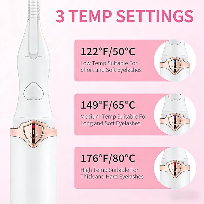 Heated Eyelash Curler Kit,Electric Eyelash Curler, Eyelash Curlers,False Eyelash Segments,Rechargeable Lash Curler for Makeup Natural Curling Eye Lashes and 24 Hours Long Lasting