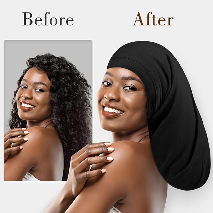Long Silk Satin Bonnet for Braids, XL Dreadlocks for Curly Frizzy Hair Sleeping, Large for Black Women Men