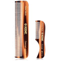 Kent 81T FOT Tortoiseshell Beard Pocket Comb Set for Men - Beard Kit for Travel and Home, Mustache Comb for Men, Mini Comb Beard Combs for Mens Grooming, Sawcut Hand polished Made in England