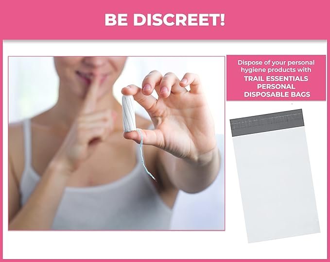 Feminine Personal Disposal Seal Bags- 100 White Opaque Seal Bags for Sanitary, Discreet Disposal for Tampons, Pads, and Liners (Pink)