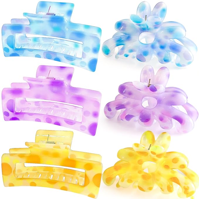 ISCRM Hair Claw Clips for Women Girls,Big Claw Clips for Thick/Thin Hair Claws,Kawaii Cute Hair Clips for Fine Hair Clups Hair Clamp Bulk,Summer Beach Hair Styling Accessories Womens (Vibrant)