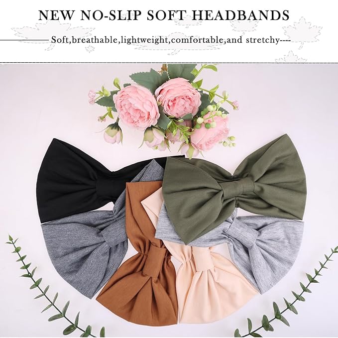 Kachanaa 6 Packs New Wide Headbands for Women,Non Slip Thick Soft Elastic Bandeau Hair Bands Yoga Workout Running Sweat Makeup Hair Wraps Hair Accessories