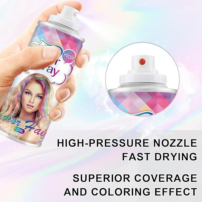Temporary Hair Color Spray, Blue One-Time Use Hair Color Dye for Women and Kids, Disposable Natural Hair Strong Style Hair Dye-On 1-Day Washable for Cosplay Party DIY,Christmas Party, Halloween