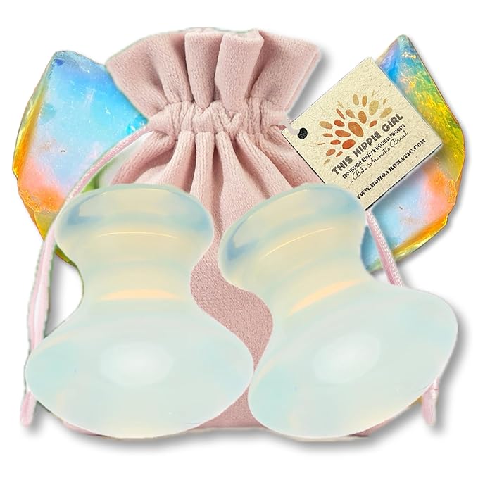 This Hippie Girl Gua Sha Mushroom Set, Jaw Sculpting Tools, Opalite Stone Facial Toning and Yoga Sculpt Massage Tool, 2 Gua Sha Mushrooms for Skin and Facial Treatment, Opal Facecare Tools