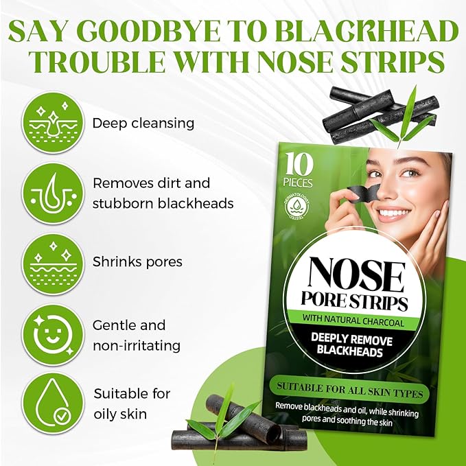 Tiepetly Blackhead Remover Strip, Nose Pores Strips, Deep Cleansing Strawberry Nose, Effective Control Of Oily Skin, Clear Pores, for All Skin Types