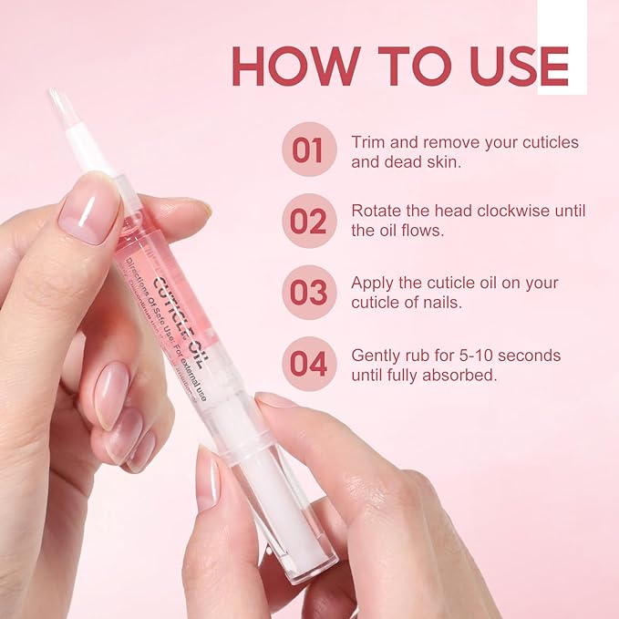 Peacecolor 8Pcs Cuticle Oil Pen for Nails Nail Oil Cuticle Pen for Nourishing Dry Damaged Cuticles Multiple Flavor Cuticle Revitalizer Oil Pen Nail Strengthener Nail Care Kit