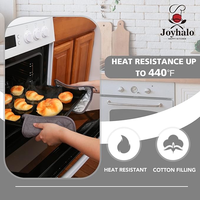Joyhalo 4 Pack Pot Holders for Kitchen Clearance, Hot Pads for Kitchen, Countertops, Oven Pot Holders Bulk, Potholders Sets for Kitchens Heat Resistant, Grey