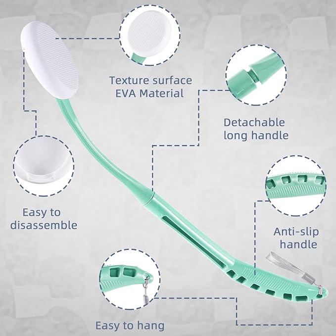 Lotion Applicator for Back, 20.5” Back Lotion Applicator, Back Lotion Applicators for Your Back, Easy Reach and Washable, Back Self Tanner Applicator（Cyan）