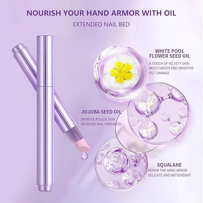 Ceramic Cuticle Oil Pusher Pen: 3-in-1 Nail Cuticle Remover Oil Pen - Nail Care Oil Cuticle Pusher with Ceramic Tip for Hangnails & Dry & Damaged Nail