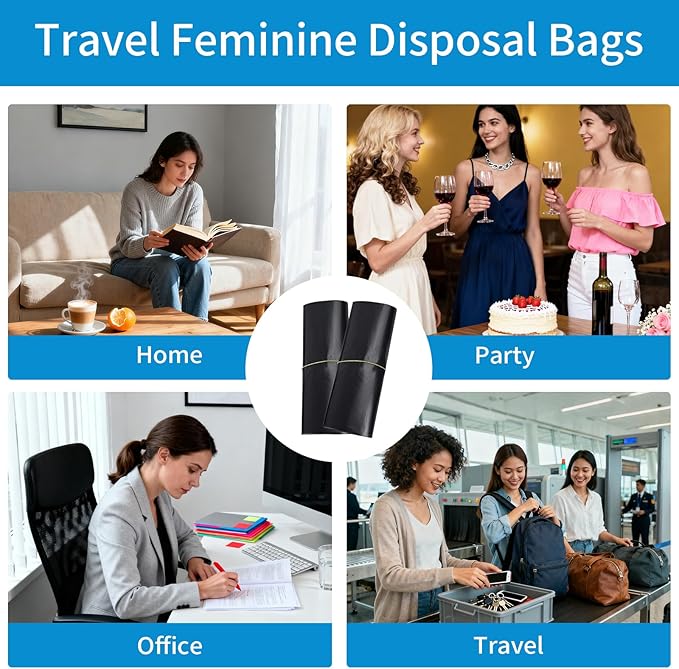 Sanitary Napkin Disposal Bags, Women Personal Disposable Bags Sanitary Waste Bags with Handles for Feminine Products Hygiene Period Pods Tampon Diapers Menstrual Incontinence Storage Bag 200Pcs Black