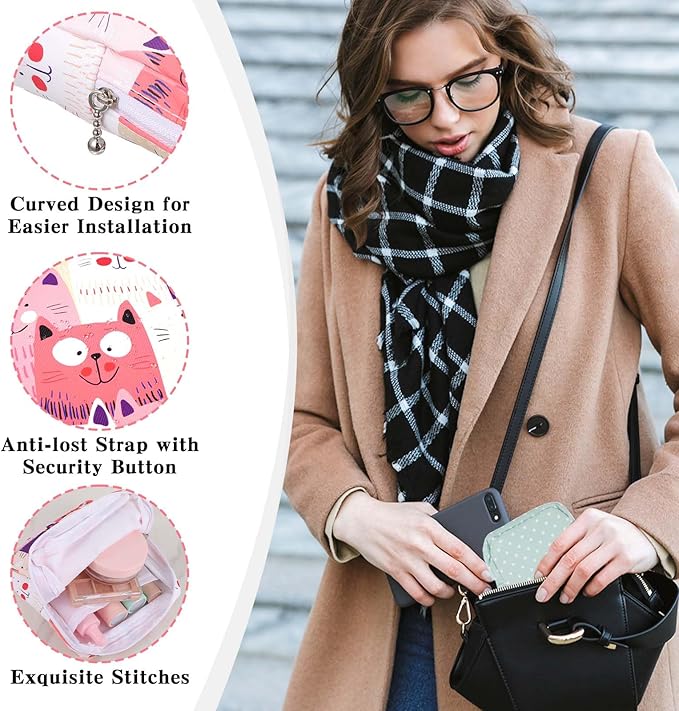 3 PCS Sanitary Pad Storage Bag Portable Period Bag for Teen Pads/Sanitary Napkins/Tampons, Sanitary Napkin Storage Bags First Period Gifts for School, Hygiene Bags Travel Containers (Pink,Grey, Blue)