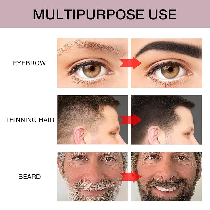 Hair Mascara for Gray Hair, 3 In 1 Hair Color Concealer Stick with Precision Applicator, Temporary Hairline Filler, Multi-Purpose Mascara for Eyebrow and Beard（Black）